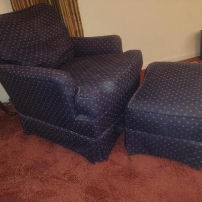 Upholstered Chair with Ottoman- Approx 28" Wide x 32" Deep