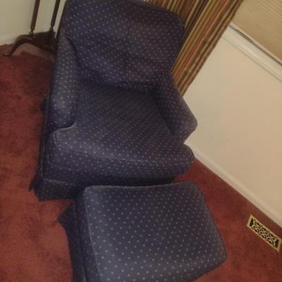 Upholstered Chair with Ottoman- Approx 28" Wide x 32" Deep