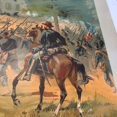 1887 Antietam Civil War Battle Scene Original Louis Prang Chromolithograph