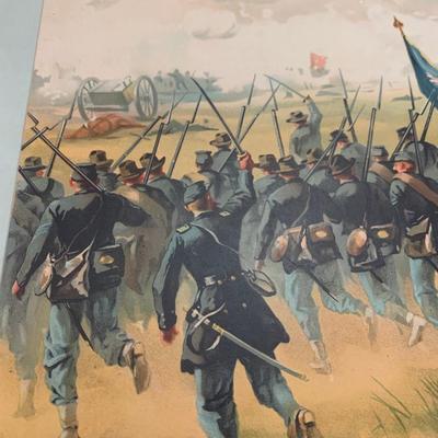 1887 Antietam Civil War Battle Scene Original Louis Prang Chromolithograph