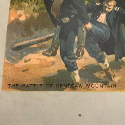 1888 Battle of Kenesaw Mountain Louis Prang & Co. Civil War Chromolithograph