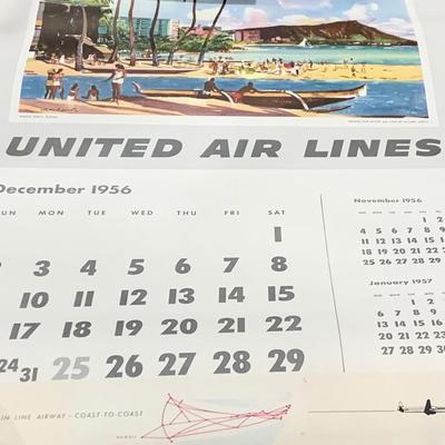 1957 United Airlines Calendar Vintage Millard Sheets Watercolor Landscape Prints