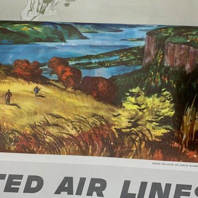 1957 United Airlines Calendar Vintage Millard Sheets Watercolor Landscape Prints