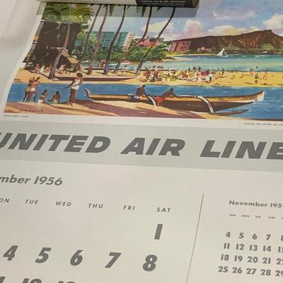 1957 United Airlines Calendar Vintage Millard Sheets Watercolor Landscape Prints