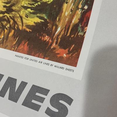 1957 United Airlines Calendar Vintage Millard Sheets Watercolor Landscape Prints