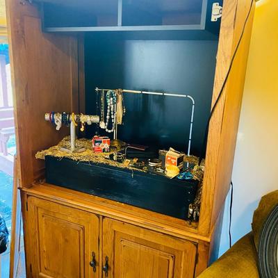 Lot 2: Brown Couch, Entertainment Center, Jewelry Selection & More