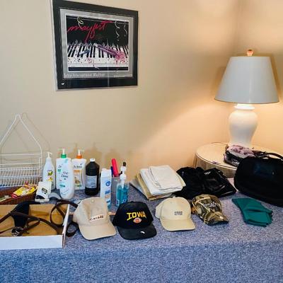 Lot 3: Men’s Clothing, Desk, Side Table, Lamp & More