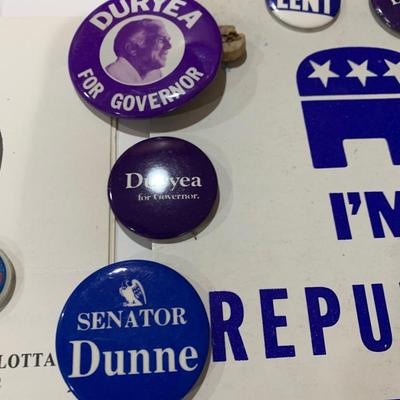 Political Memorabilia Lot - Stickers Buttons Pins Etc.