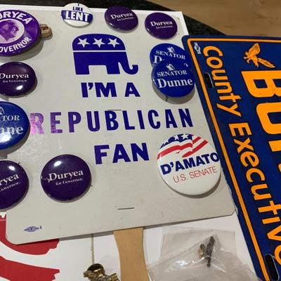 Political Memorabilia Lot - Stickers Buttons Pins Etc.