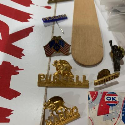 Political Memorabilia Lot - Stickers Buttons Pins Etc.