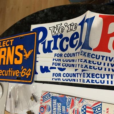 Political Memorabilia Lot - Stickers Buttons Pins Etc.