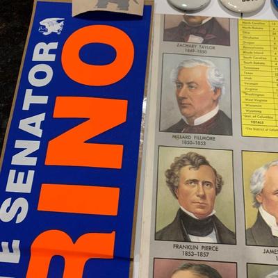 Political Memorabilia Lot - Stickers Buttons Pins Etc.