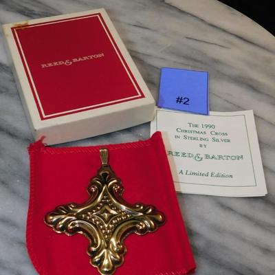 Vintage 1990 Gold-Tone Reed & Barton Sterling Christmas Cross 11.8g
