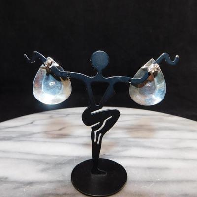 925 Sterling Teardrop Earrings w/ Lapis Lazuli 7.4g