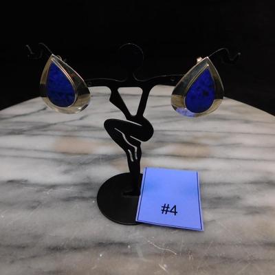925 Sterling Teardrop Earrings w/ Lapis Lazuli 7.4g