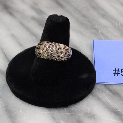 925 Sterling Marcasite Ring Size 8 - 4.5g