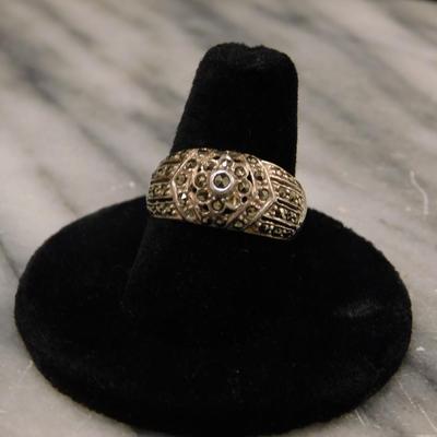 925 Sterling Marcasite Ring Size 8 - 4.5g