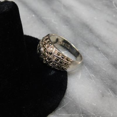 925 Sterling Marcasite Ring Size 8 - 4.5g