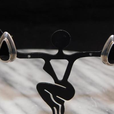 925 Sterling Onyx Teardrop Earrings 4.6g