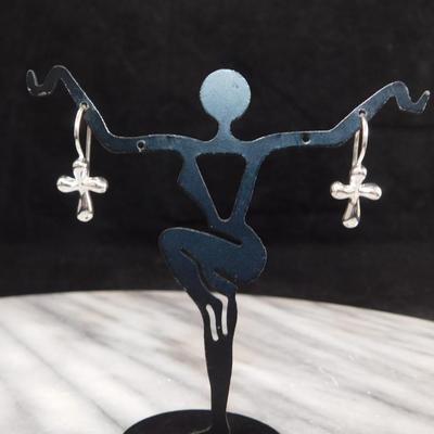 925 Sterling Cross Drop Earrings 2.4g