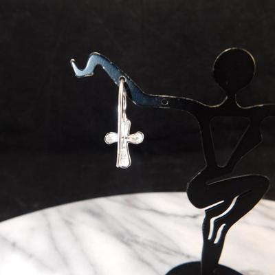 925 Sterling Cross Drop Earrings 2.4g