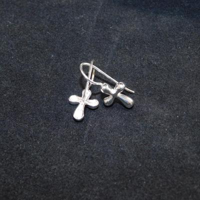 925 Sterling Cross Drop Earrings 2.4g
