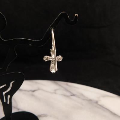 925 Sterling Cross Drop Earrings 2.4g