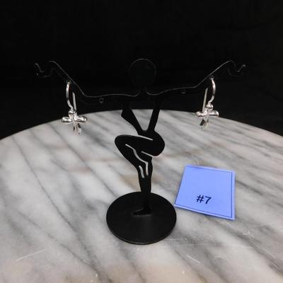 925 Sterling Cross Drop Earrings 2.4g