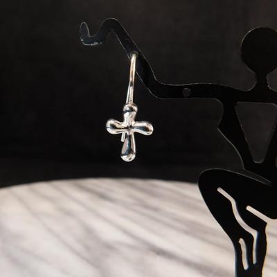 925 Sterling Cross Drop Earrings 2.4g