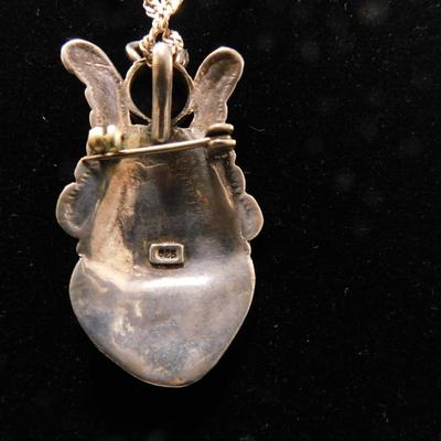 925 Sterling Angel Brooch/Pendant on 925 Tinsel Chain 20" - 14.2g
