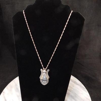 925 Sterling Angel Brooch/Pendant on 925 Tinsel Chain 20" - 14.2g