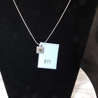 925 Sterling Marcasite Pendant w/ 925 Serpentine Chain 16" - 5.4g