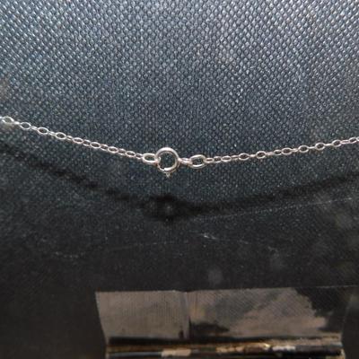925 Sterling Link Chain w/ 925 + Glass Snowflake Pendant 18" - 1.6g