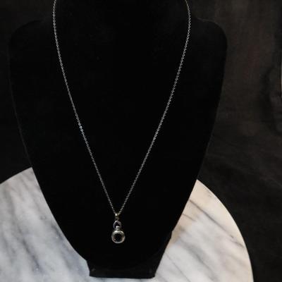 Vintage Coldwater Creek 925 Sterling Tourmaline Pendant w/ Matching Drop Earrings 18" - 5.8g