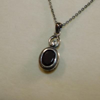 Vintage Coldwater Creek 925 Sterling Tourmaline Pendant w/ Matching Drop Earrings 18" - 5.8g