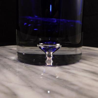 Cobalt Blue Glass "Ultimat" Vodka Decanter w/ Cork and Glass Stopper 11.25"