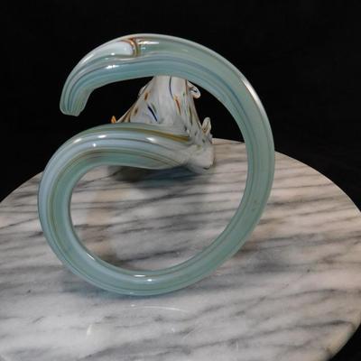Beautiful Hand Blown Milky Swirl Glass Vase 8"