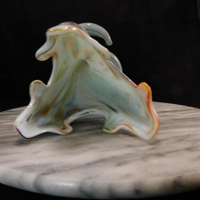Beautiful Hand Blown Milky Swirl Glass Vase 8"