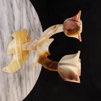 Vintage MCM Onyx Desert Rose Candlestick Mexico 6"