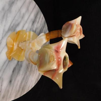 Vintage MCM Onyx Desert Rose Candlestick Mexico 6"