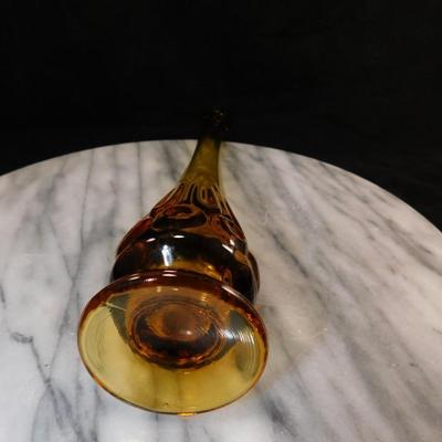 Vintage MCM Amber L.E. Smith Slung Glass Vase 10.5"