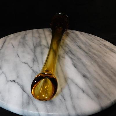 Vintage MCM Amber L.E. Smith Slung Glass Vase 10.5"
