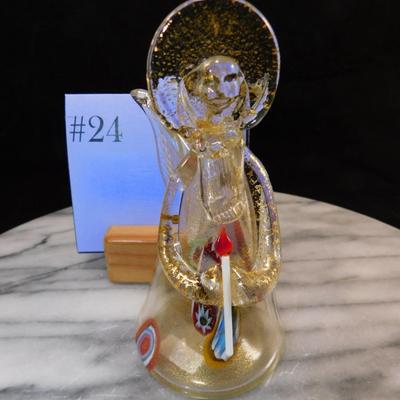 Murano Style Art Glass Angel 5"