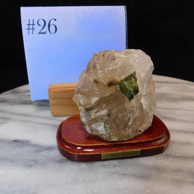 Mounted Raw Green Tourmaline in Quartz 2.75"