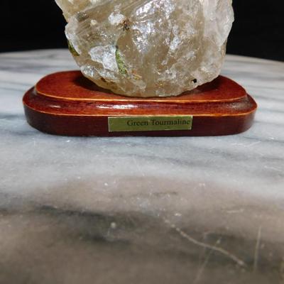 Mounted Raw Green Tourmaline in Quartz 2.75"