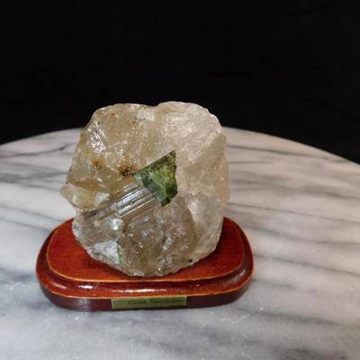 Mounted Raw Green Tourmaline in Quartz 2.75"