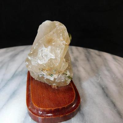 Mounted Raw Green Tourmaline in Quartz 2.75"