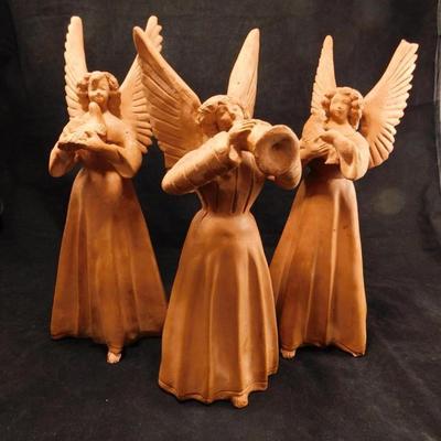 Vintage Terra Cotta Angel Taper Holders 11.5"