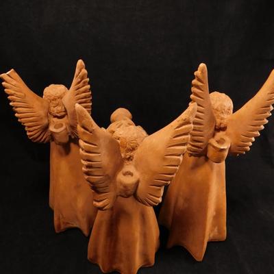 Vintage Terra Cotta Angel Taper Holders 11.5"