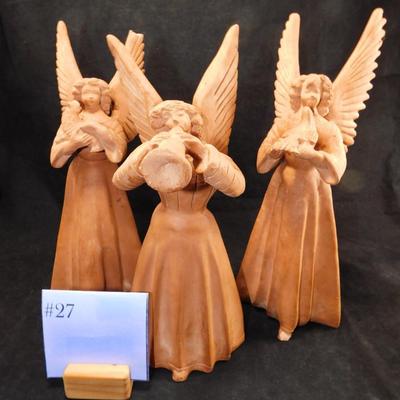 Vintage Terra Cotta Angel Taper Holders 11.5"